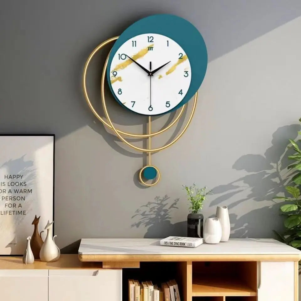 41X53CM With Pendulum Large Metal Wall Art Clock Customized Home Decoration Wooden Watch Home Luxury Hanging Dropshiping DDP
