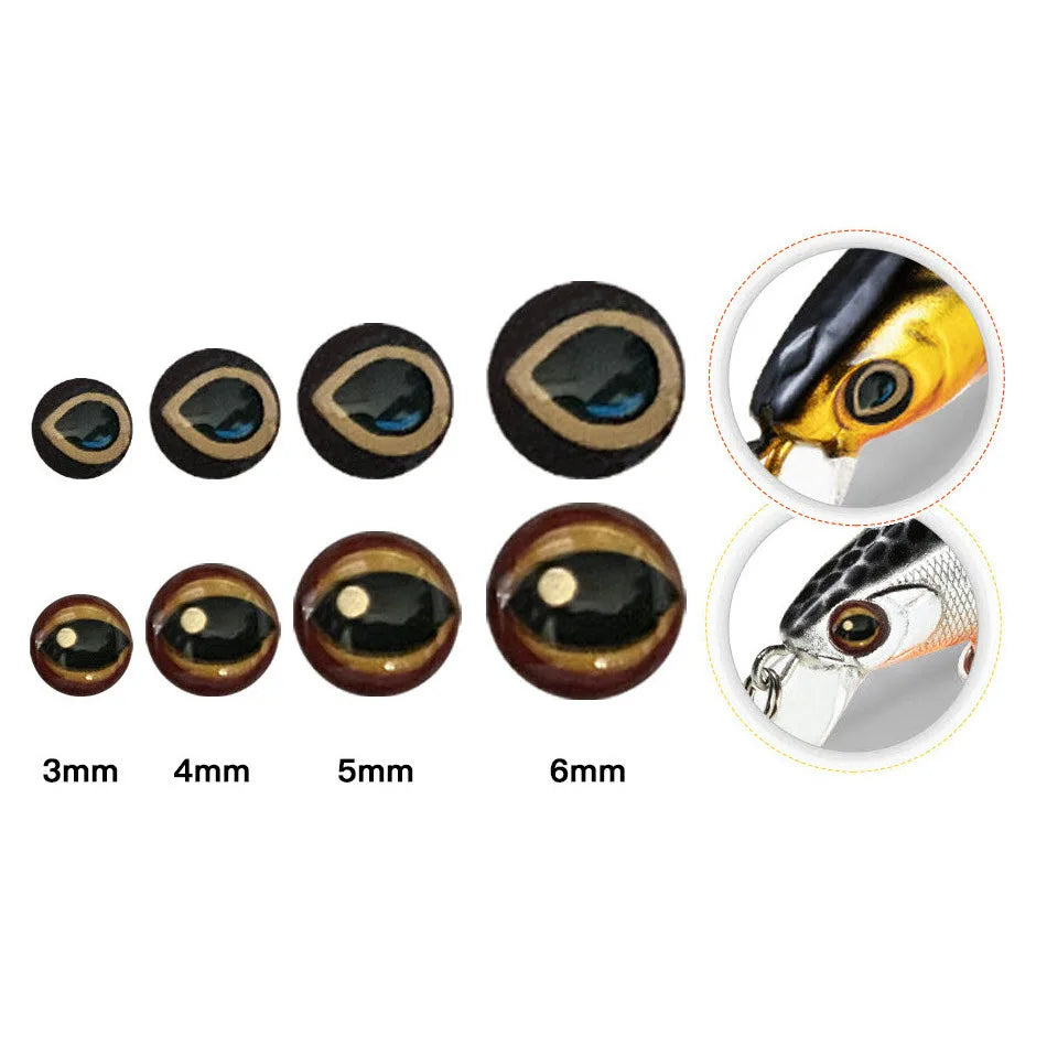Oval Frog Fishing Eyes Sticker 3mm-6mm Pupil Lifelike Realistic Holographic Frog Lure Eyes