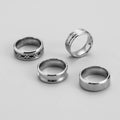 4pcs/set Fashion Stainless Steel Punk Roman Number Ring Set Black Hip Hop Men Rings Wholesale