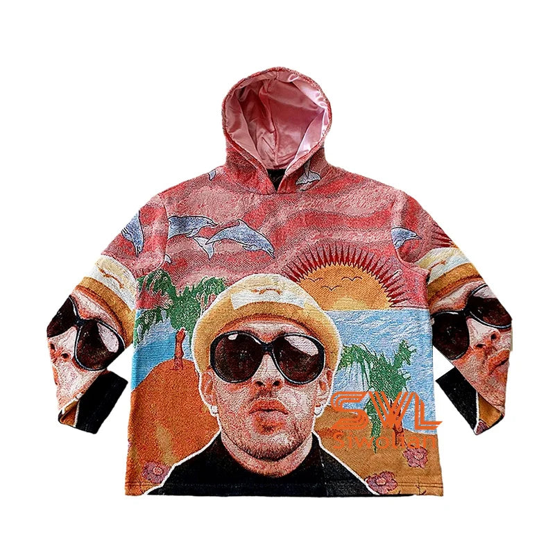 Hoodie Tapestry Plus Size Mens Hoodie Customize Tapestri Jacquard Woven Tapestry Hoodies for Man