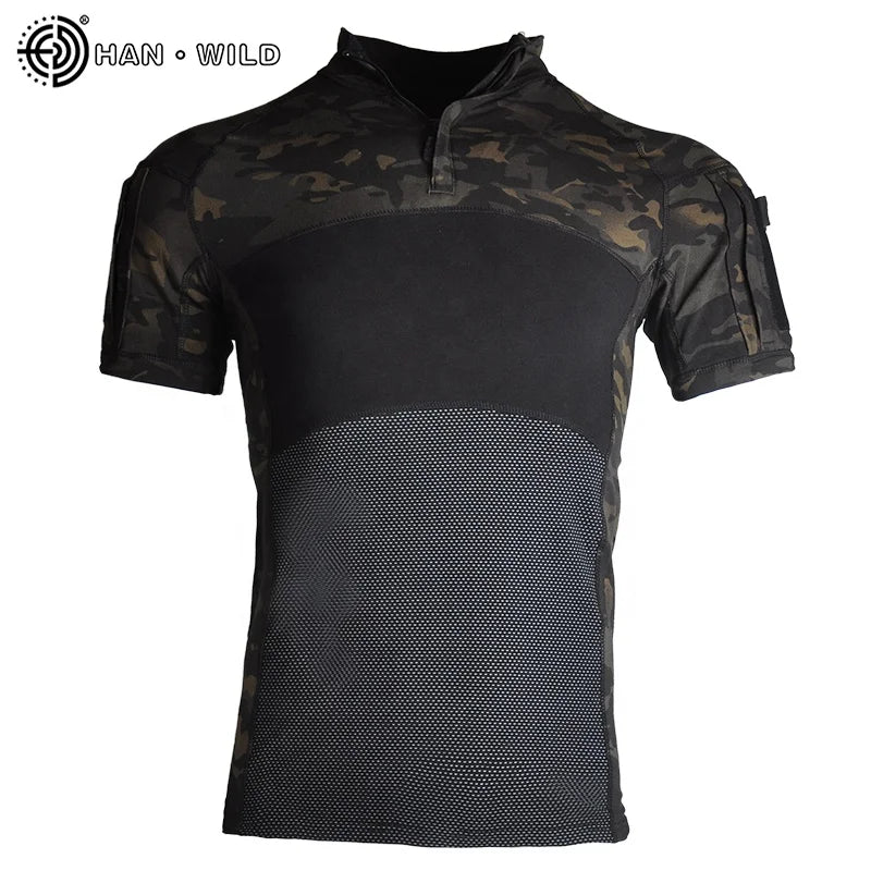 HAN WILD New Design Outdoor Tactical Camouflage Uniform 100% T-shirt Camouflage Shirt