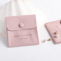 PandaSew Custom Logo Printed Microfiber Mini Soft Faux Suede With Button Jewelry Bag for Rings Earrings Jewelry Pouch