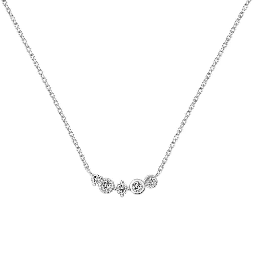 Dylam Beautiful Women Jewelry Hypoallergenic S925 Silver Link Chain Five 5A Cubic Zirconia Stone Pendant Jewelry Necklaces