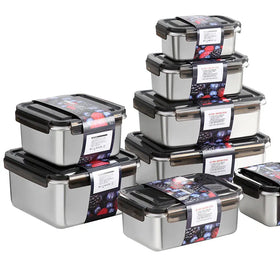 LIHONG Stainless Steel Lunch Box Kids Metal Bento Box Microwave Safe Food Container With Lock Clips for School Work Camping