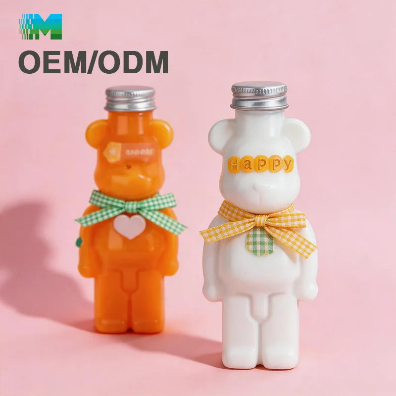 Fashionable Multi-purpose Disposable Dosen Aus Kunststoff Plastic Bottle Bear-shaped Aluminum Lid Transparent Plastic Bottles