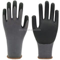 15 Gauge Knitted Gray Nylon Spandex Oil Resistant Good Grip Anti Slip Comfort Garden Men Work Gloves Foam Nitrile Coated