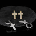 VEROMCA New Arrivals Double Row Full Diamond Hip-hop Earrings with Micro Inlaid Zircon Cross Earrings