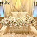 ISEVIAN Cream and White Artificial Rose and Orchid Flower Table Runner Wedding Centerpieces Decoration