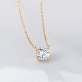 Luxury S925 Sterling Silver Plated 14K Gold Pendant Necklace Round Zircon Ins Style Simple Clavicle Chain Necklaces for Women