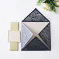 Colorful Craft Laser Cut Hollow Dark Blue Pocket Wedding Invitations With Inner Printing RSVP Card