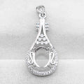 Sterling Silver 8*10mm Semi Mount Pendant Empty Frame Blank Support Setting S925 Base Holder Without Center Stone for DIY Inlay