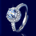 Sparkling Full Zircon Diamond Ring Adjustable Open Zircon Ring Wedding Engagement Copper Rings for Bridal Wedding Jewelry
