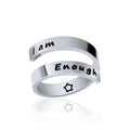 I Am Enough Motivational Stainless Steel Ring Adjustable Engraved Open Rings Friendship No Fade Stainless Steel Open Ring