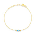 Milskye Gift New Arrival Jewelry 18k Gold Plated Silver 925 Sky Blue Enamel Evil Eye Bracelet
