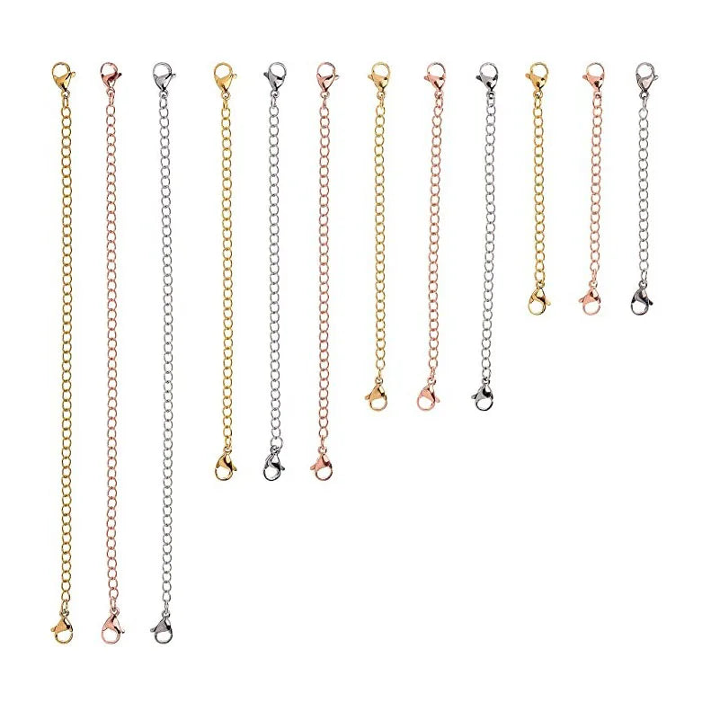 Stainless Steel Double Lobster Clasps Extension Chain Anklet extra Chains Closures Outlet DIY Jewelry Making Accessories