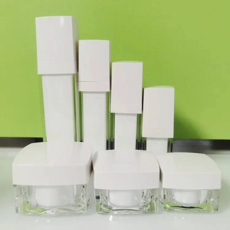 15ml 30ml 100ml 120ml White square Pump Airless 30ml Acrylic White Matte Packaging Bottle in Stock