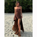 2025 Spring New Women Dress Female Elegant Sleeveless Mesh Beach Vacation Long Dress Fashion Strapless Dress
