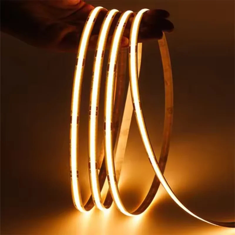 High Density COB Led Strip 12V 24V Dotless 320leds/m 480leds/m 2700K 3000K Warm White Flexible Led COB Strip Light in Stock