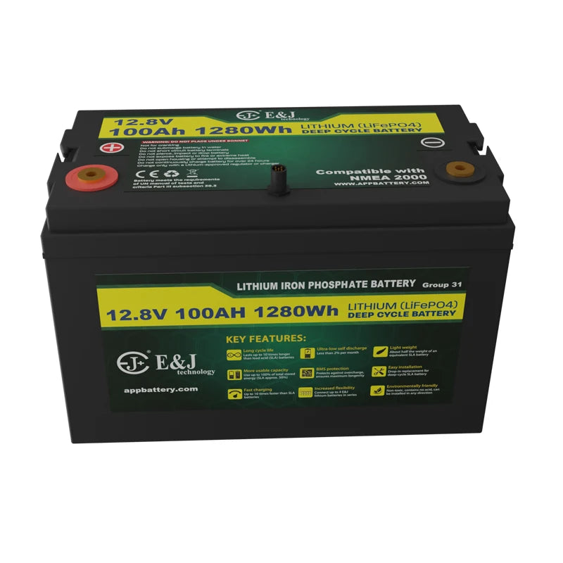 Deep Cycle LiFePO4 12V 100Ah CANbus NMEA 2000 Lithium Battery for Marine Boat caravan