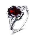 Turkish Exquisite Botanical Filigree 925 Silver Rings Jewelry Wedding Party Mother's Day Garnet Gemstone Personalized Ring