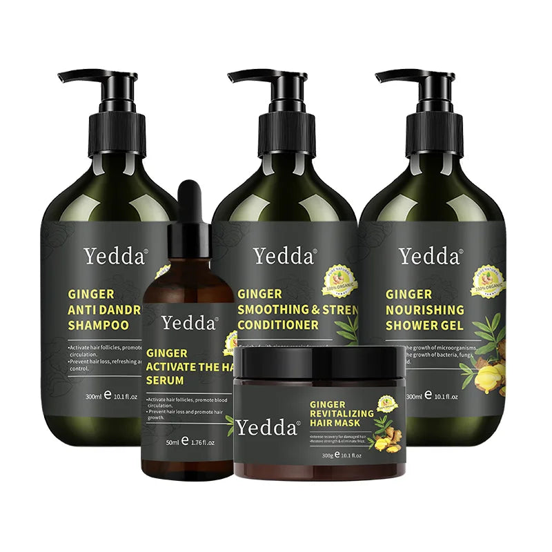 Organic Ginger Hair Set 300ml Shampoo Conditioner Moisturizing Anti-Dandruff Nourishing Cream Refreshing Hair Loss Prevention