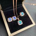 Simple 925 Sterling Silver Natural Opal Pendant Necklace Fashionable Indian Jewelry Sets for Women Gold Plated for Parties