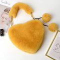 Cheap Price Sweet Lovely Heart-shaped Hairpin Fluffy Fur Handbag Inclined Shoulder Bag Women Girl's Fur Bag