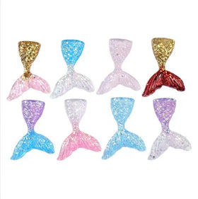 Lovely Mixed Glitter Styles Multicolored Resin Mermaid Fish Tail DIY Decoration CharmsCraft Decor Acrylic Plastic & Lucite Beads