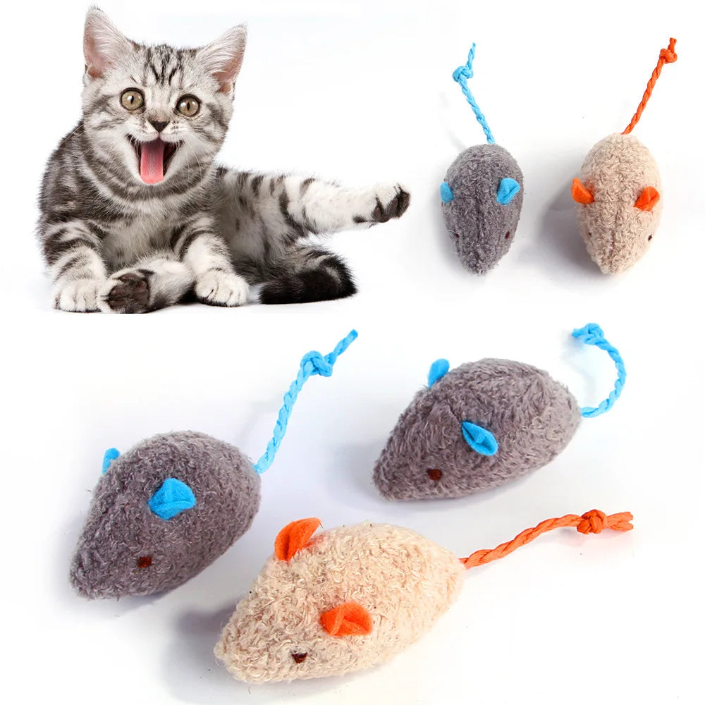 Popular Sale Mini Funny Playing Toys for Cats Mouse Plush Attract Stuffed Toys Five Colors Pet Cat Chew Catnip Mice Toy