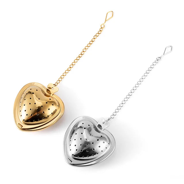 Heart Shape 18/8 Stainless Steel Tea Infuser Strainer Tea Ball Steeper With Chain