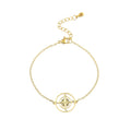 High Quality Polished Gold Plated Stainless Steel Round Compass Bracelet for Women Girls Classic Style with Chain Link Fashion