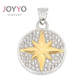 New Diamond Compass Round Pendant Hip Hop Versatile Titanium Steel Necklace Personalized Pendant