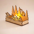 Laser Cut 3D Creative Wooden Scene Candle Holder Christmas Decoration Candle Tray