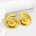 Trendy 18K Gold Plated Stainless Steel Statement Flower Stud Earrings for Women Fashion Jewelry with Textured Big Flower Design
