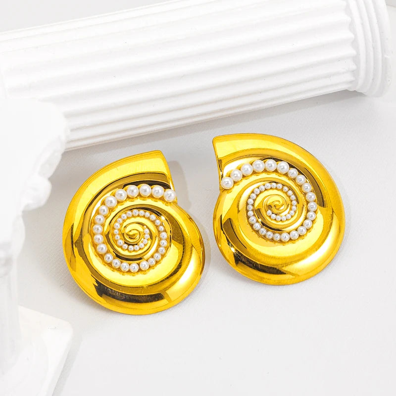 Trendy 18K Gold Plated Stainless Steel Statement Flower Stud Earrings for Women Fashion Jewelry with Textured Big Flower Design