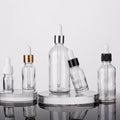 Classic Type Empty 5ml 10ml 15ml 20ml 30ml 1oz  50ml 100ml Transparent Essential Oil Glass Dropper Bottles with Different Lids