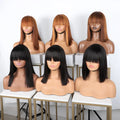 Mayqueen Short Bob Glueless Wigs Human Hair Cuticle Aligned Raw Vietnam Hair Wig With Bangs Human Hair
