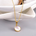 Best Selling 316L Titanium Steel Opal Pendant Necklace Geometric Circle Cats Eyes Link Chain for Women's Anniversary Occasions