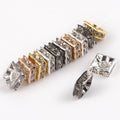 Wholesale 6/8mm Mixed Color Square Shape Metal Rhinestone Rondelle Spacer Beads for Jewelry Making