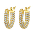 Hot Sale 18K Gold Plated Brass Earrings with Zircon 5A Zircon Hoop Earrings for Gift Featuring Pearls Diamonds Inspired Brazil