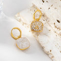 Popular Ins Style Square Brass Earrings Fashionable Retro Minimalist Two-piece Set Design Light Luxury Versatile Jewelry Earring