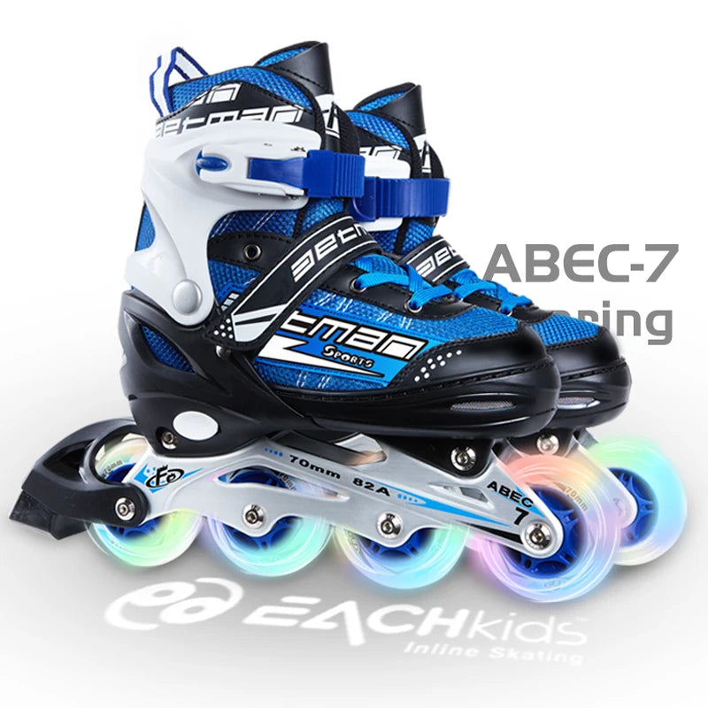 EACHkids Quads Inline Roller Skates for Kids Adjustable 4 Wheels Carbon & Alloy Material Aluminum Frame for Boys and Girls