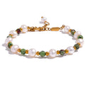 JINYOU 897 Natural Stone Freshwater Pearls Fashion Handmade Stainless Steel Charm Jewelry Bracelet Bangle for Women Gift