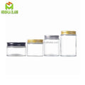 Round clear 4oz 7oz 10oz 12oz Wide Mouth Straight Edge Glass Mason Jar Food Glass Storage Honey  Jar with 70mm Metal Screw Cap