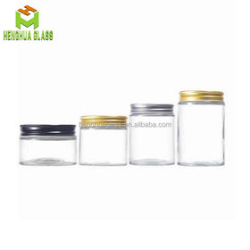 Round clear 4oz 7oz 10oz 12oz Wide Mouth Straight Edge Glass Mason Jar Food Glass Storage Honey Jar with 70mm Metal Screw Cap