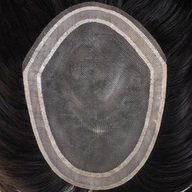 NL 0.10 Net Lace Base Human Hair Toupee Man 6inch Long Natural Gray Hair Men Replacement System Lace Front Natural Hair Line