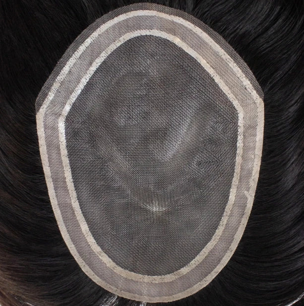 NL 0.10 Net Lace Base Human Hair Toupee Man 6inch Long Natural Gray Hair Men Replacement System Lace Front Natural Hair Line