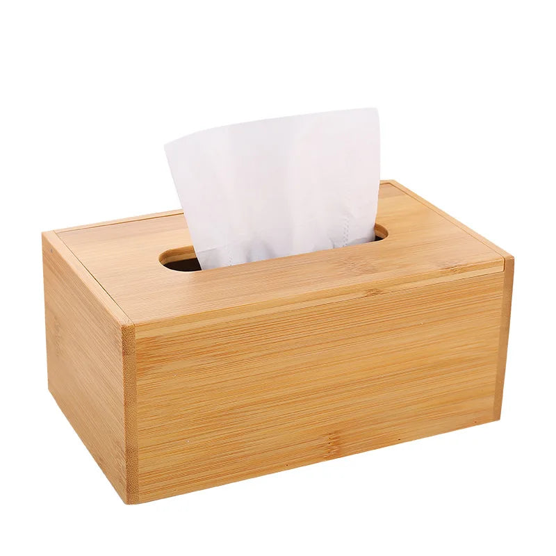 Bamboo Rectangular square Wood Tissue Box Cover Bamboo Tissue Napkin Box for Hotel and Restaurant