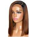 European and American Wig Africa Black Brown Gradient in Short Straight Hair Synthetic Fiber High Temperature Silk Hair Set