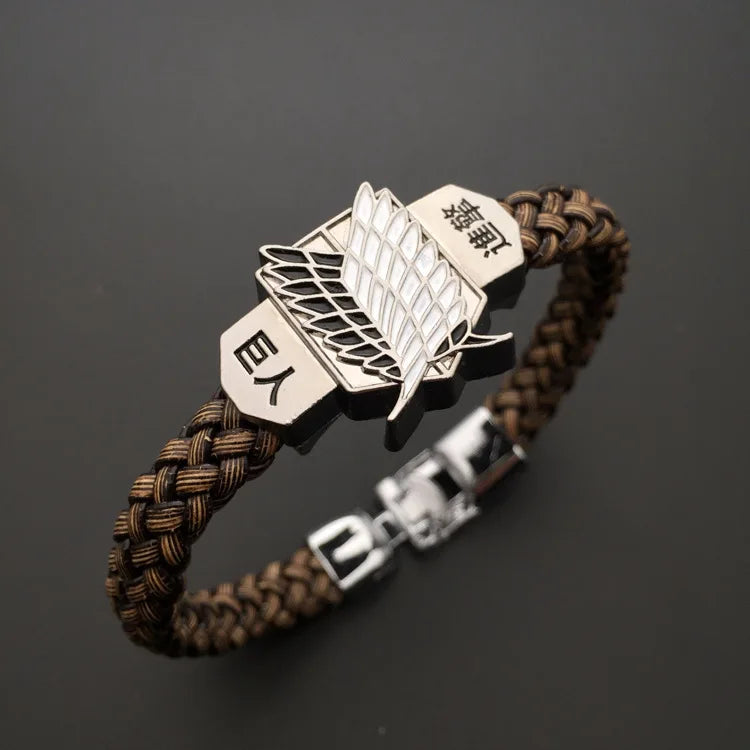 Anime Series Attack on Titan Giant Bracelet Leather Cord Braided Men's Bracelet